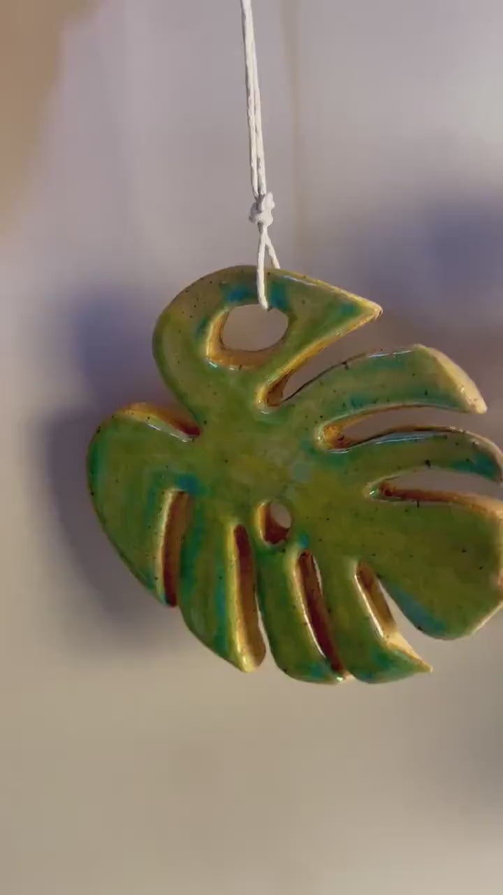 Monstera handmade ceramic ornament