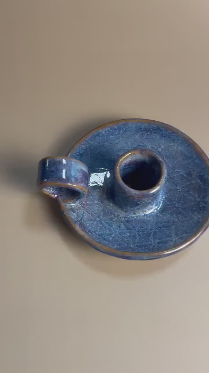 Flower of life handmade blue lavender ceramic palo santo or candle holder