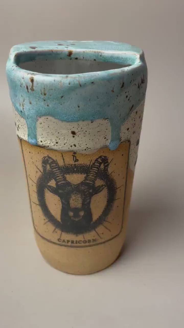 Capricorn blue speckled ceramic to go Coffee Mug