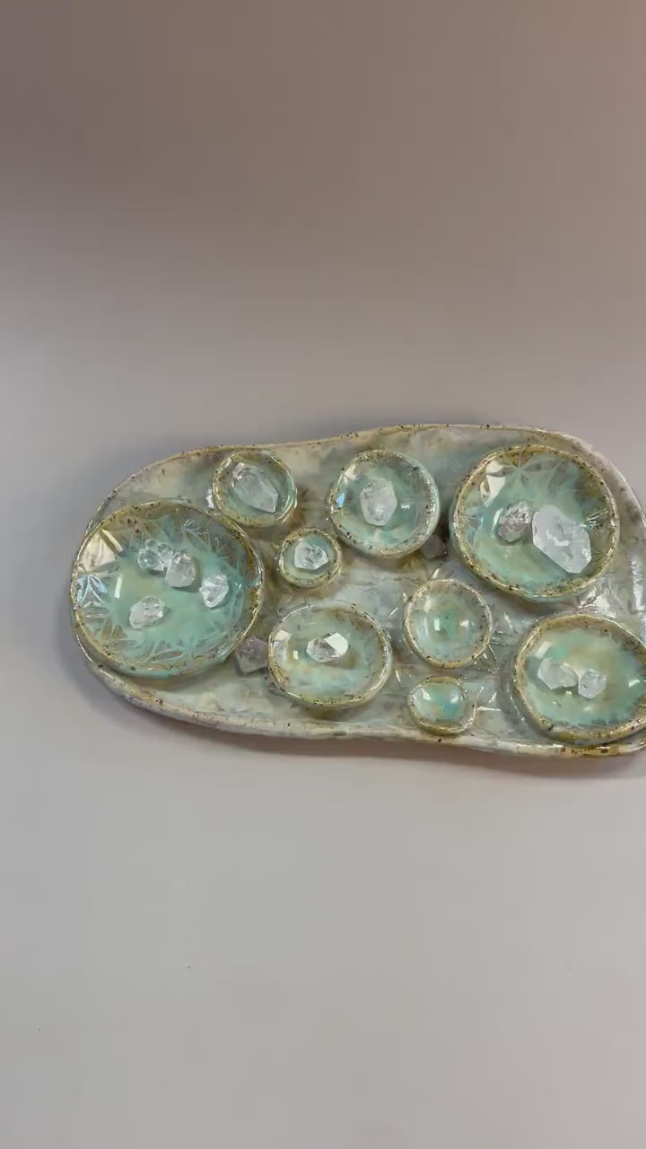 Sacred Geometry Small Ceramic Crystal Charging Dish