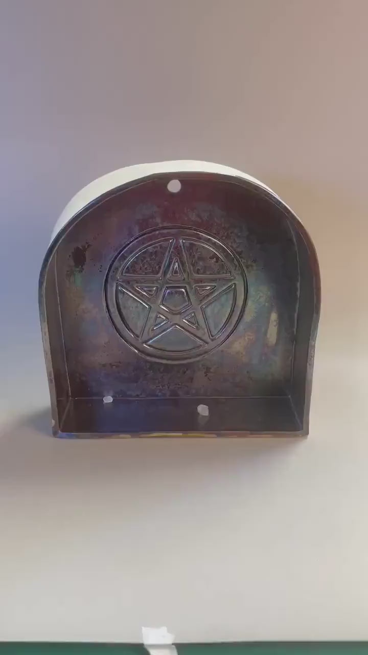 Handmade ceramic galaxy black pentagram shelf