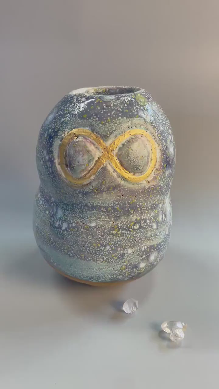 Handmade Lavender Vase with Gold Infinity Symbol