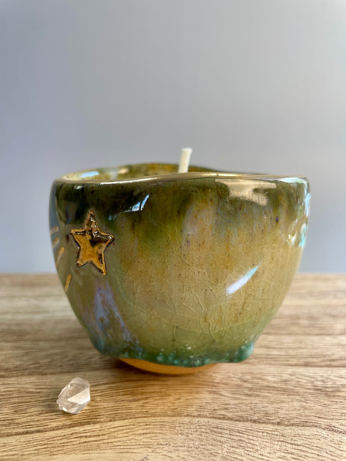 Ceramic gold shooting star candle