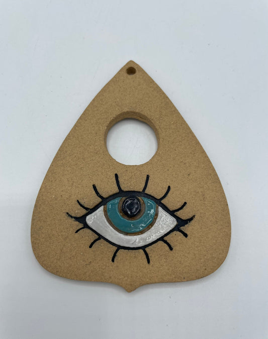 Ceramic evil eye planchette ornament