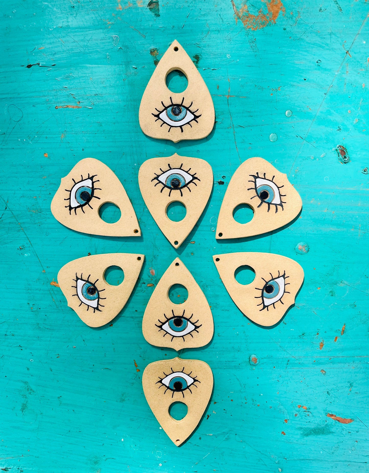 Ceramic evil eye planchette ornament