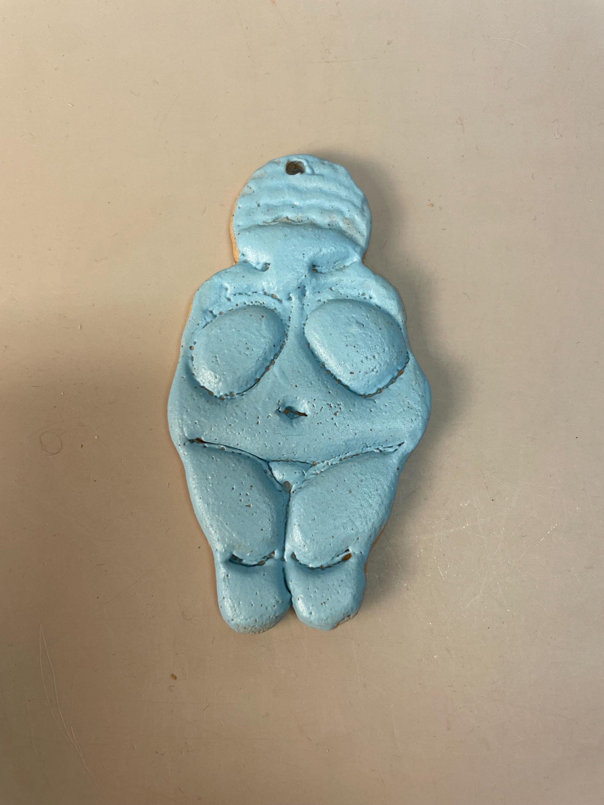 Blue Venus of Willendorf handmade ceramic ornaments