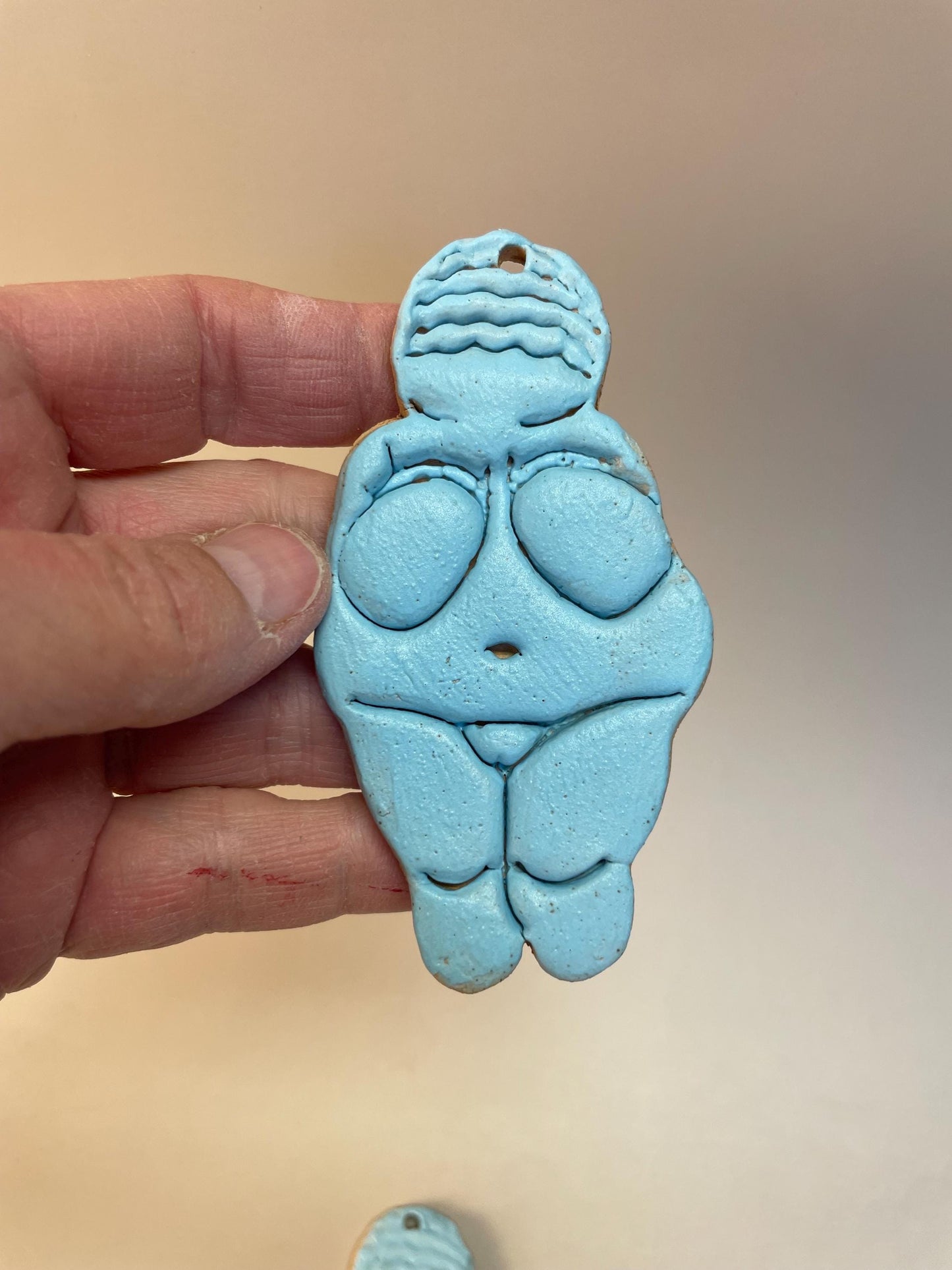 Blue Venus of Willendorf handmade ceramic ornaments