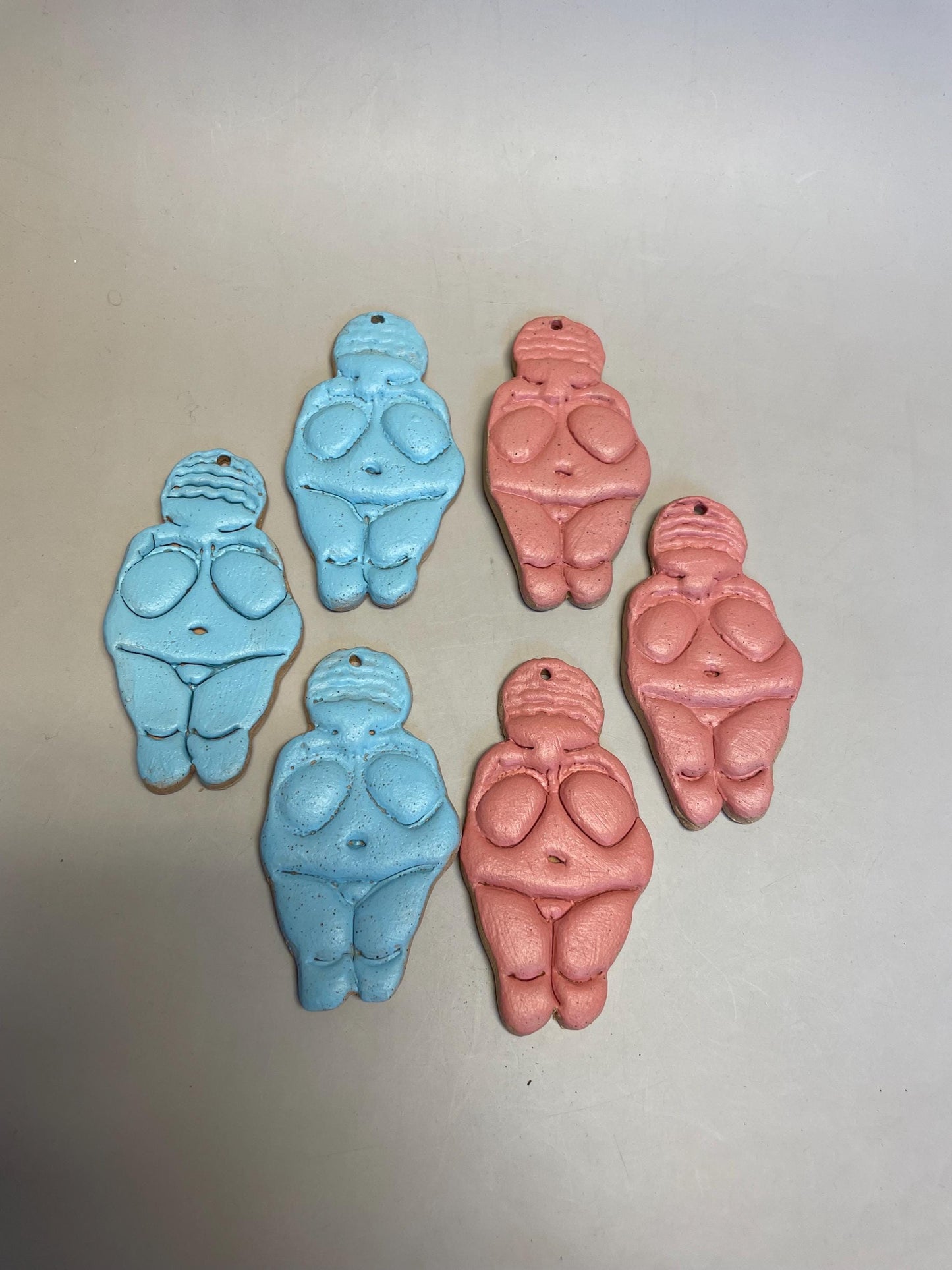 Blue Venus of Willendorf handmade ceramic ornaments