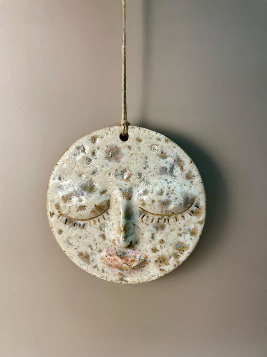 Handmade ceramic Moon hanging