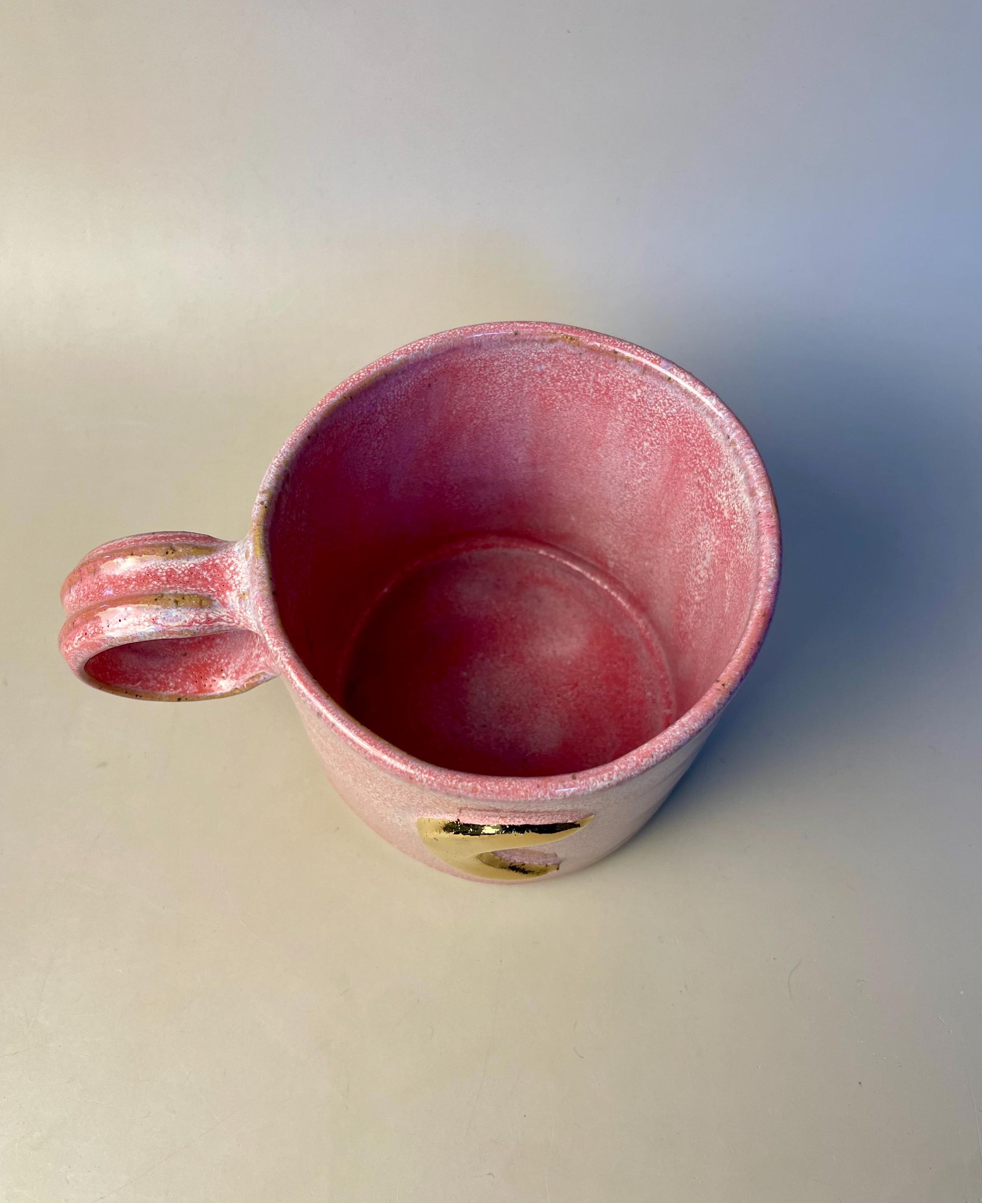 Handmade large raspberry gold moon mug