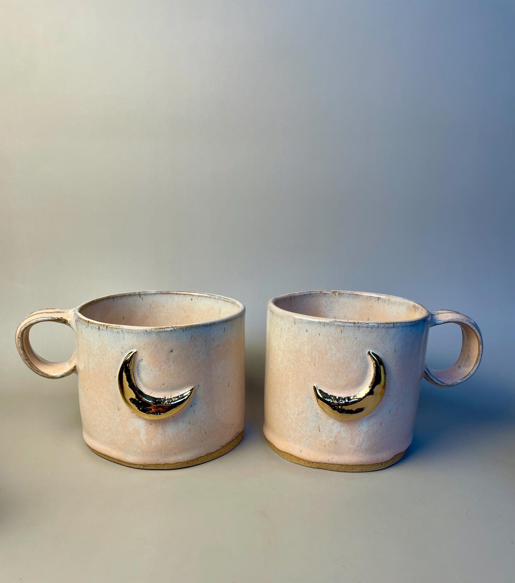 Handmade large peach gold moon ceramic mug