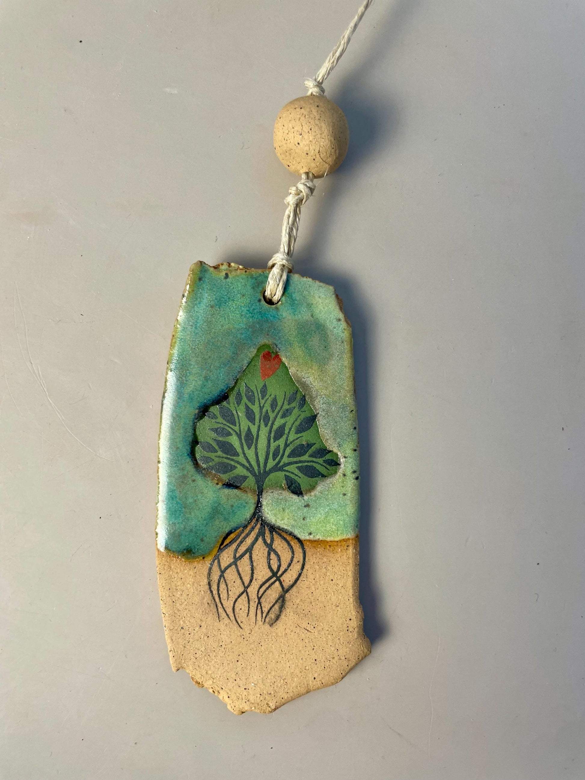 Handmade clay Hanging Tree Love Ornament