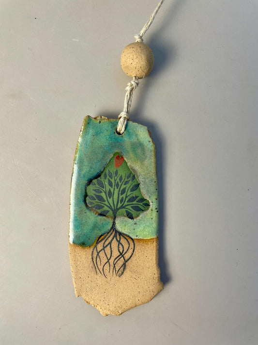 Handmade clay Hanging Tree Love Ornament