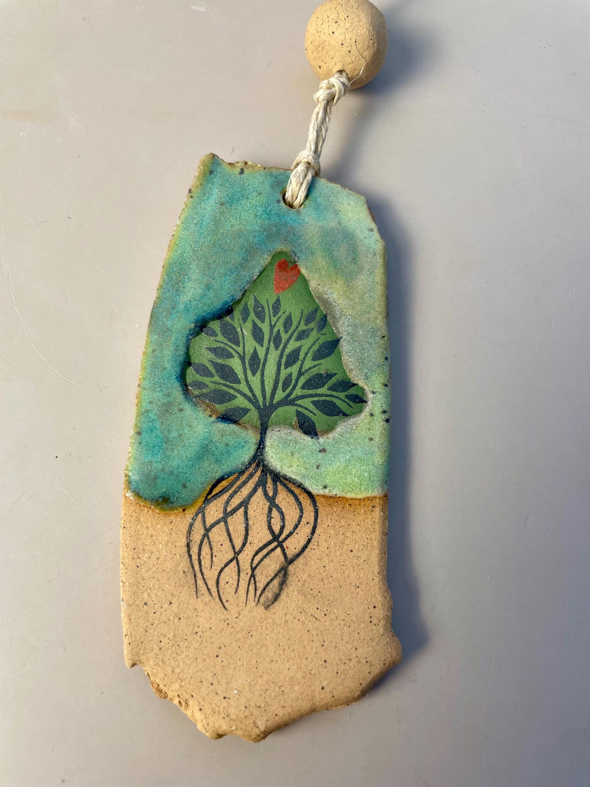 Handmade clay Hanging Tree Love Ornament