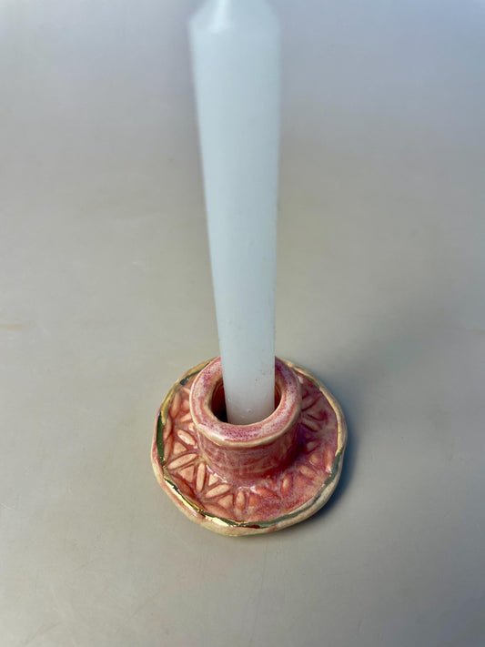 Small Pink Flower of Life Candle & Palo Santo Holder