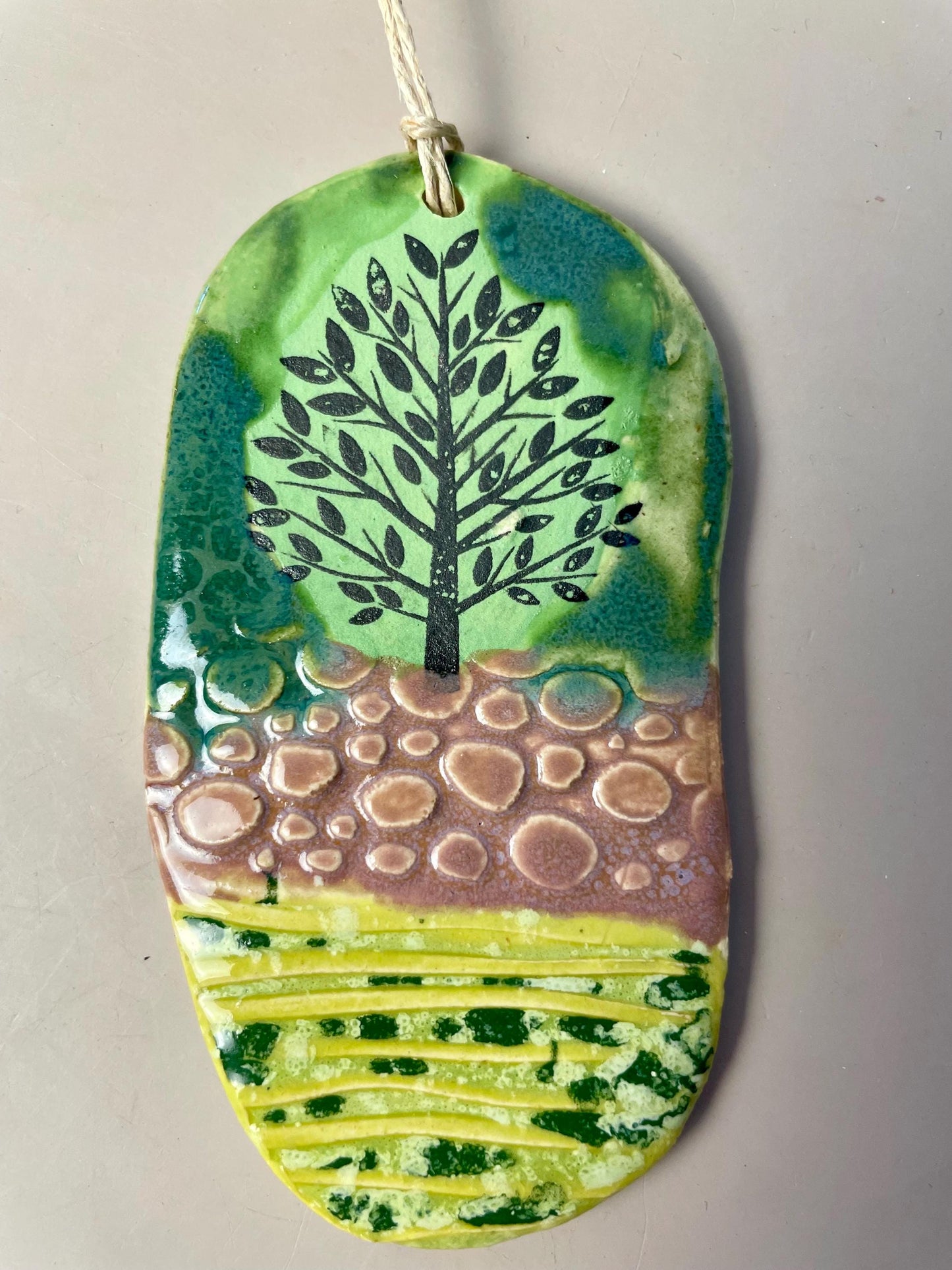 Handmade Ceramic Tree Hanging Ornament with bead