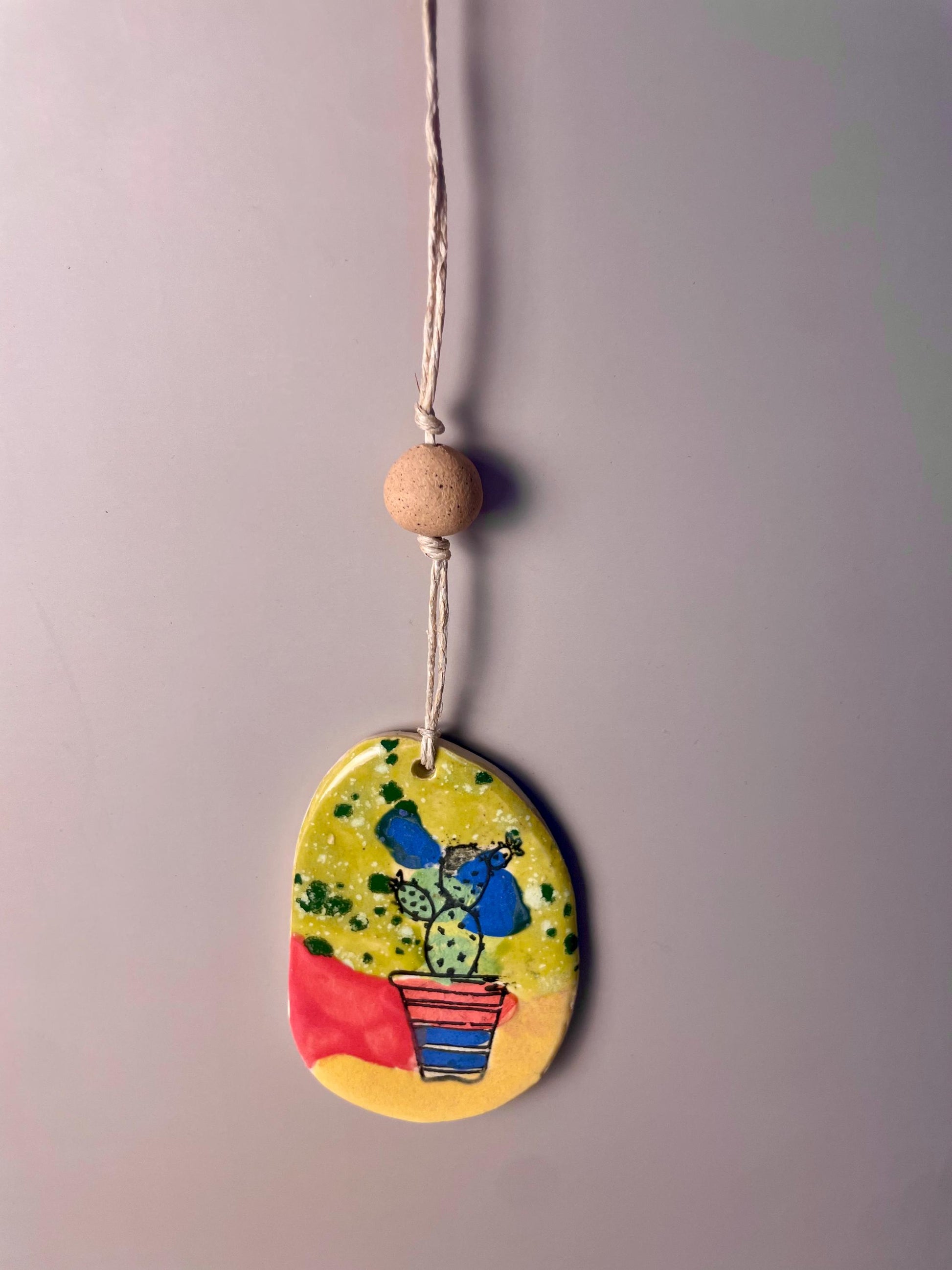 Prickly Pear Cactus Ornament – Handmade Ceramic Southwest Decor