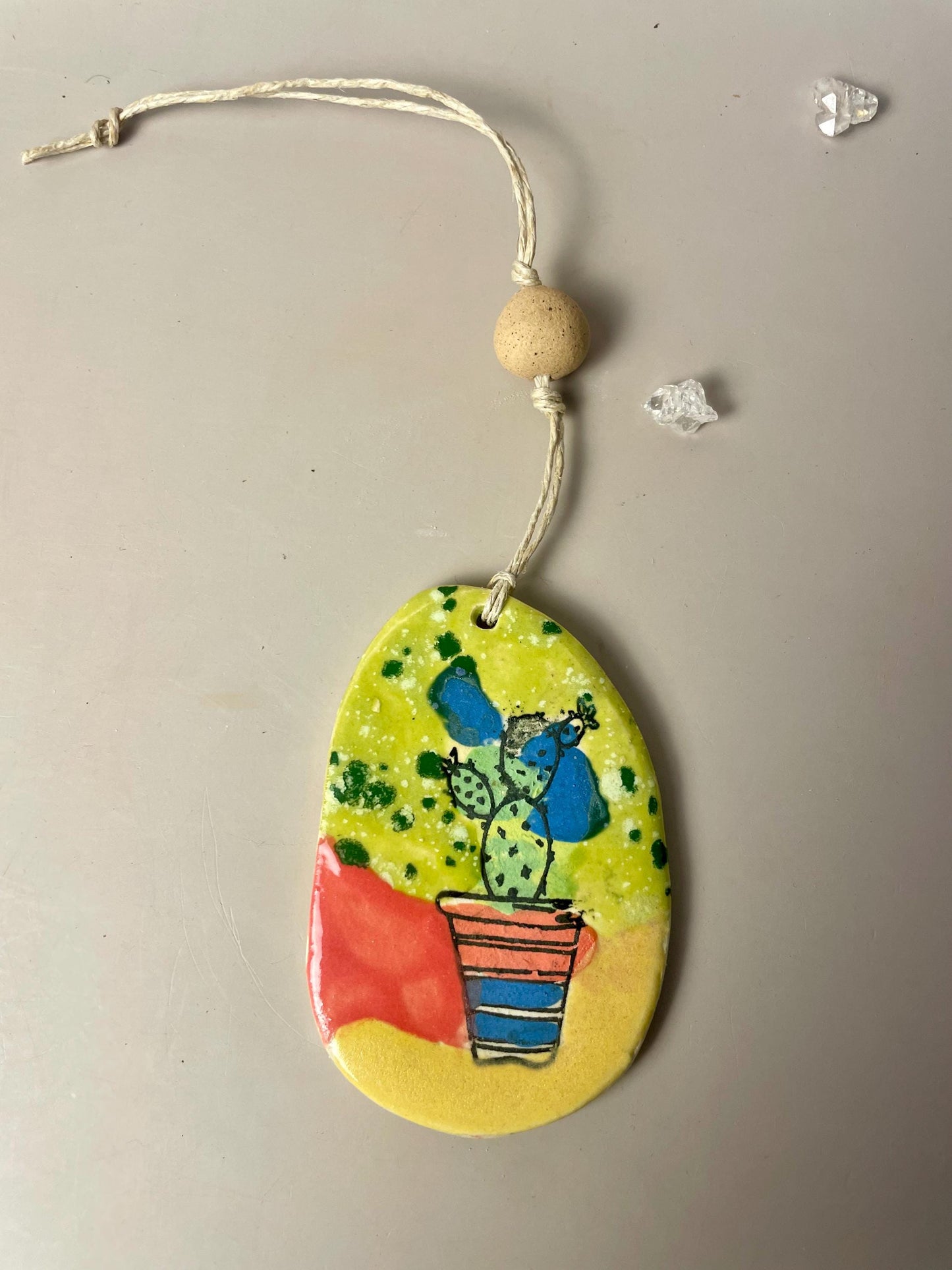 Prickly Pear Cactus Ornament – Handmade Ceramic Southwest Decor