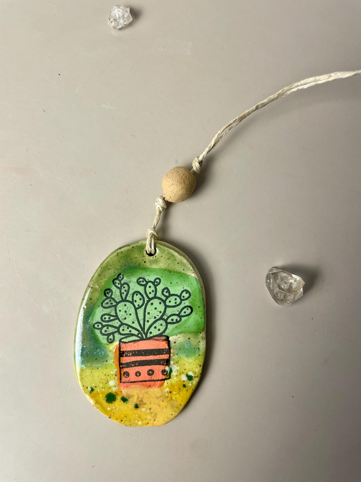 Prickly Pear Cactus Ornament – Handmade Ceramic Southwest Decor