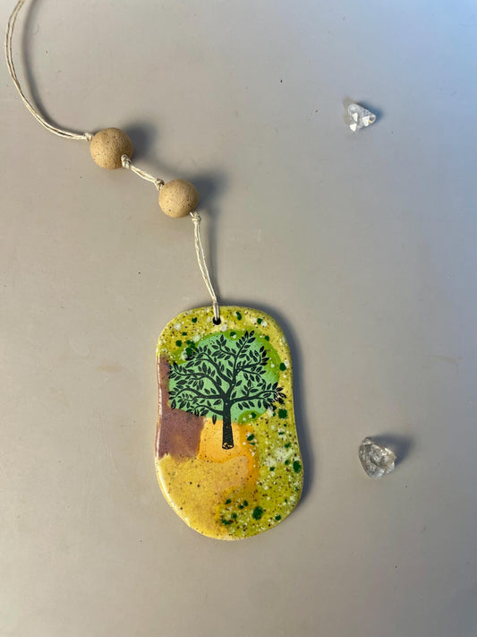 Handmade Ceramic Tree Hanging Ornament with bead