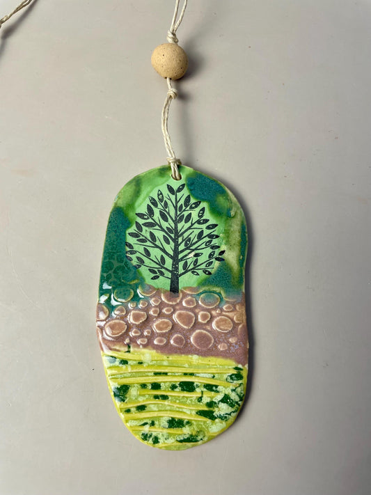 Handmade Ceramic Tree Hanging Ornament with bead