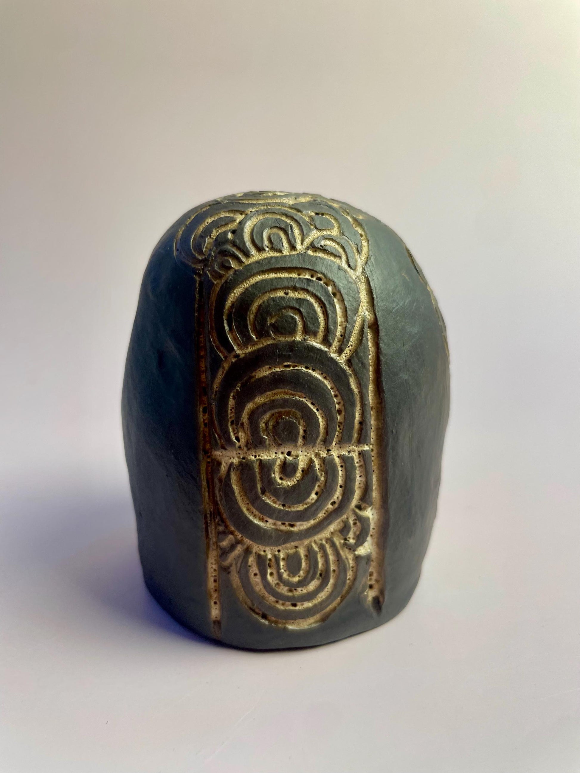 Neolithic Spiral Rattle | Hand-Carved Ceramic Ritual Tool | Inspired by Gavrinis Megaliths, France | Ancient Sound Instrument