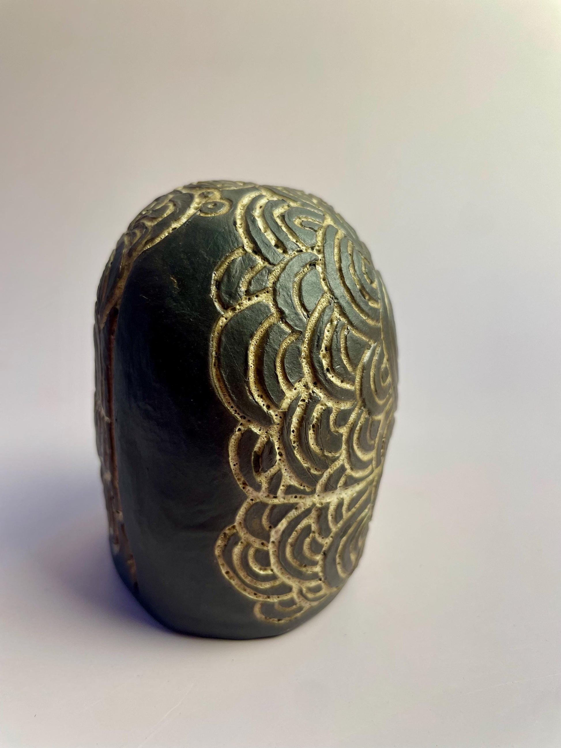 Neolithic Spiral Rattle | Hand-Carved Ceramic Ritual Tool | Inspired by Gavrinis Megaliths, France | Ancient Sound Instrument