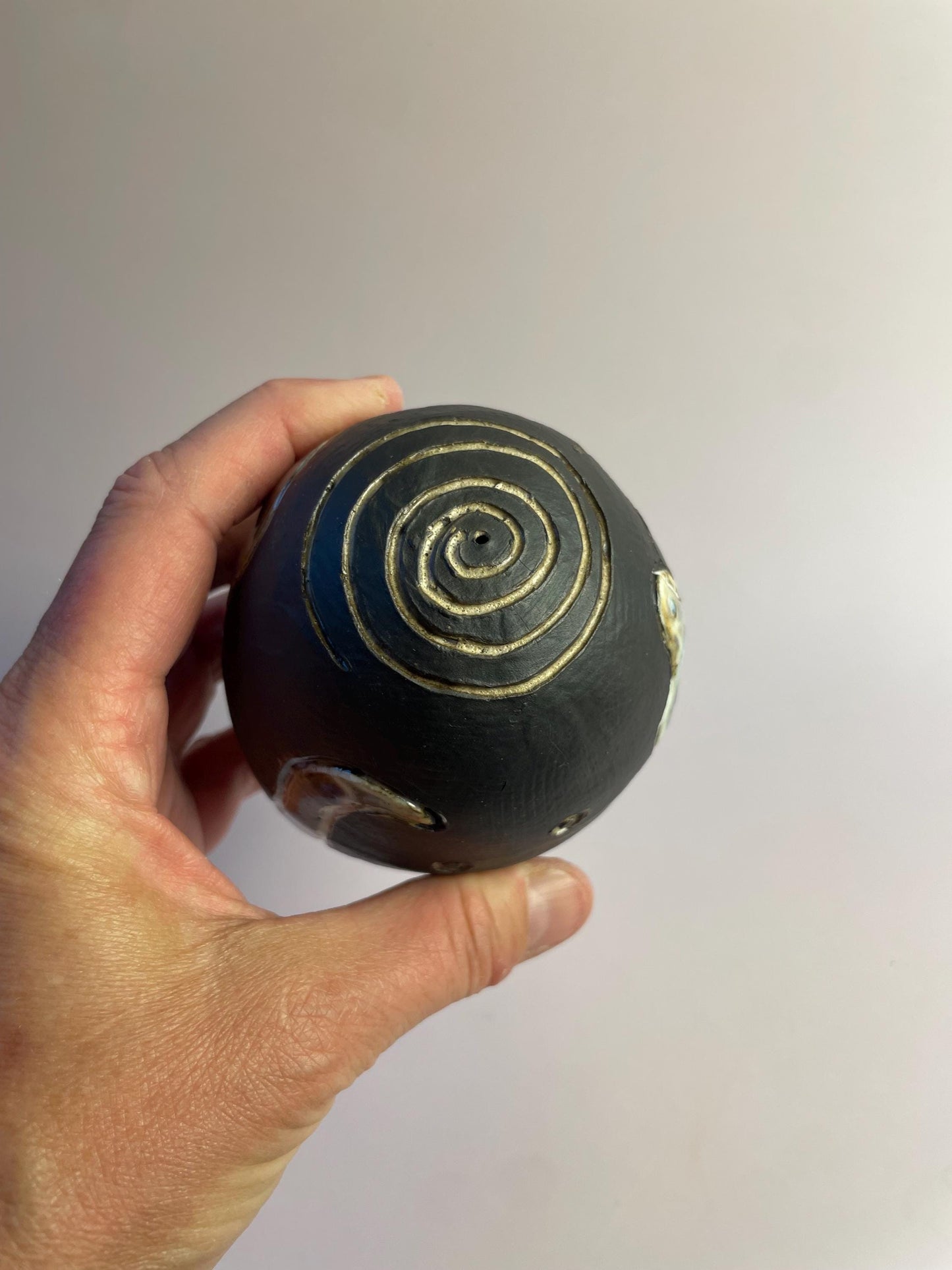 Ceramic Snake Rattle with Dual Spirals | Hand-Carved Ritual Object | Shamanic Sound Tool | Liminal & Protective Symbolism