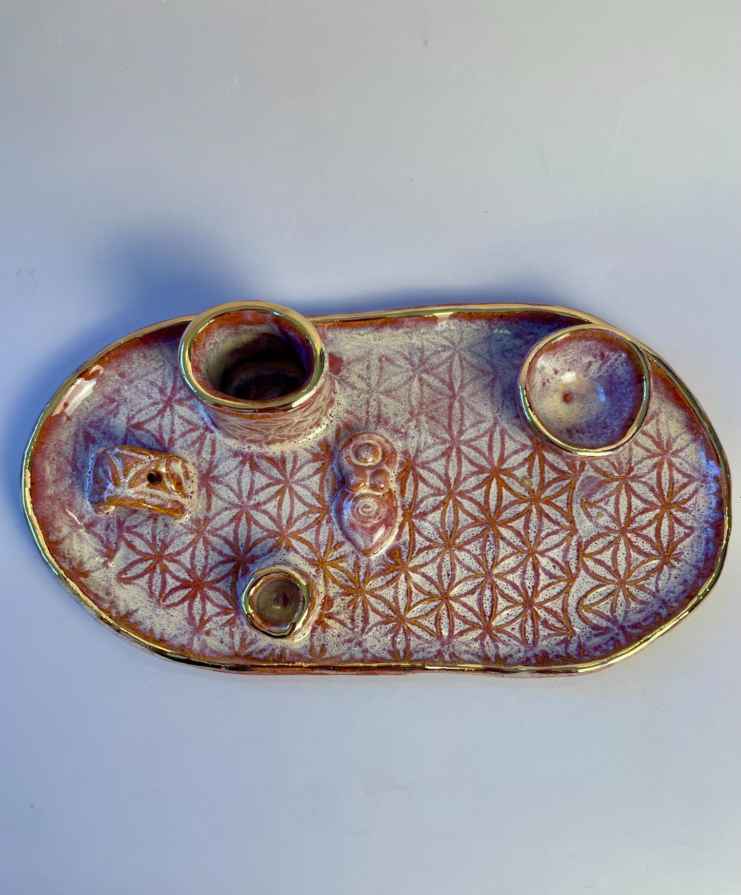 Four Element Divine Feminine Pink Goddess with Gold Moon Ritual Dish