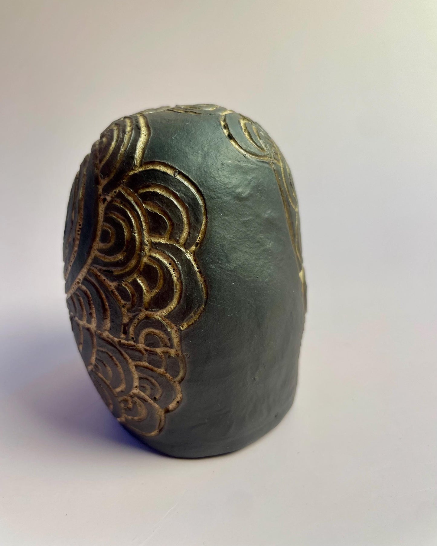 Neolithic Spiral Rattle | Hand-Carved Ceramic Ritual Tool | Inspired by Gavrinis Megaliths, France | Ancient Sound Instrument