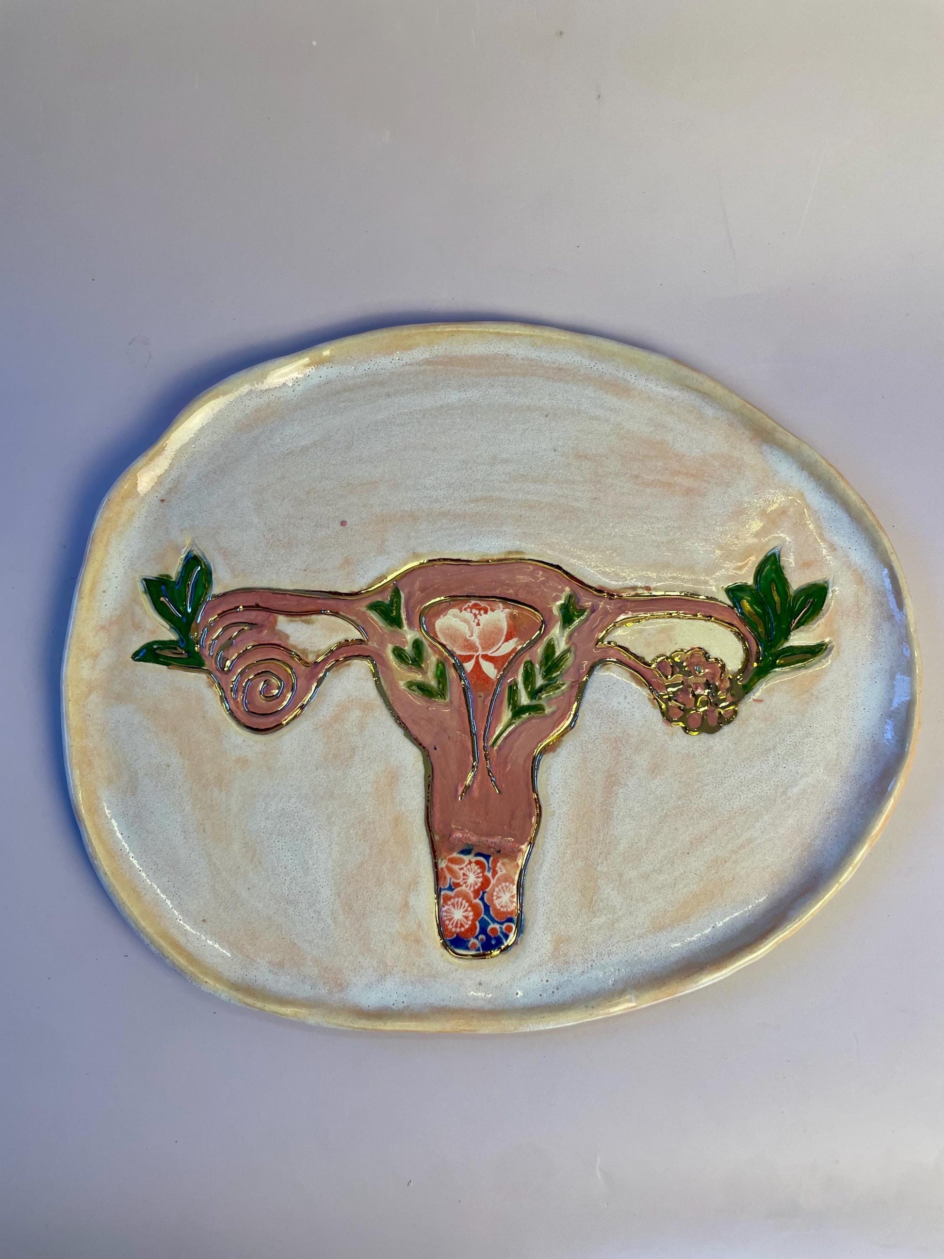 Divine Feminine Ritual Set – Sacred Womb Bowl, Incense & Candle Holders – Gold‑Lined, Healing Ceramic Art