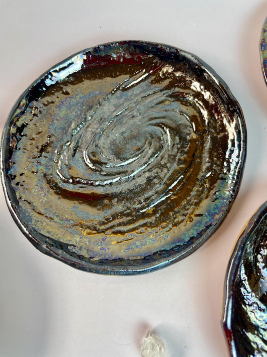 Galaxy Swirl Trinket Dish — Handmade Cosmic Ceramic Plate