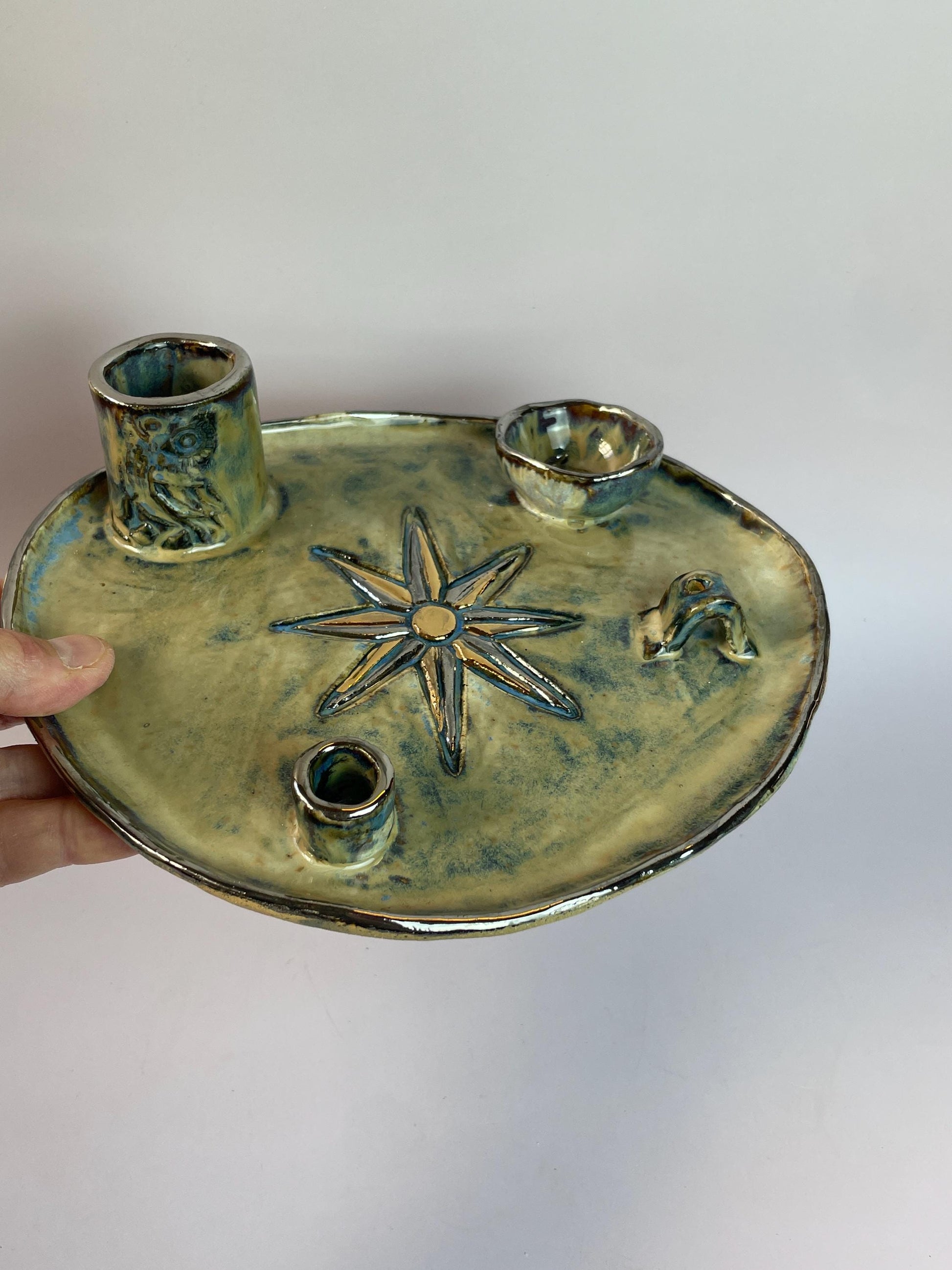 Inanna Four Element Ritual Dish — Eight-Pointed Star of Venus Altar Vessel