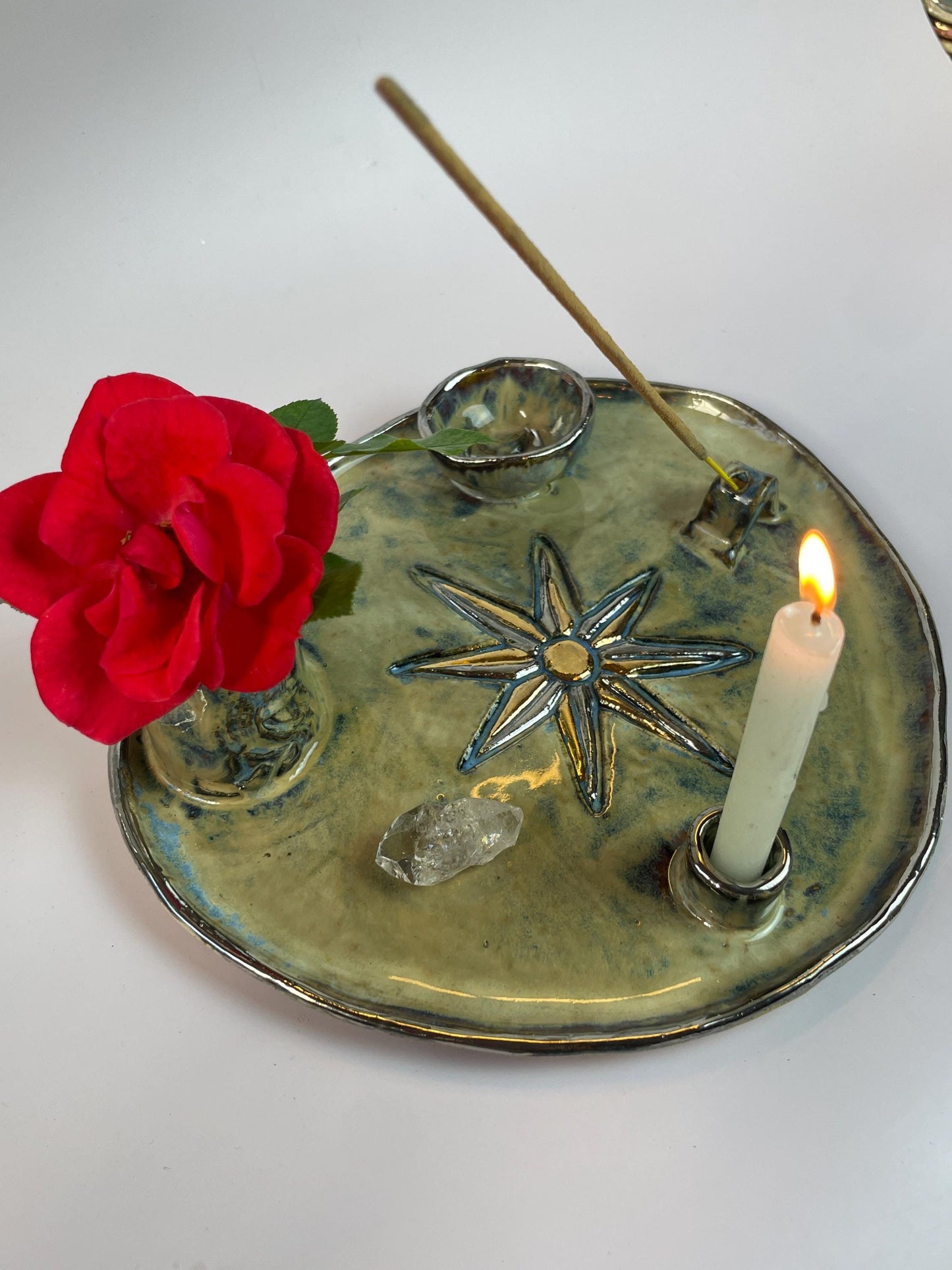 Inanna Four Element Ritual Dish — Eight-Pointed Star of Venus Altar Vessel