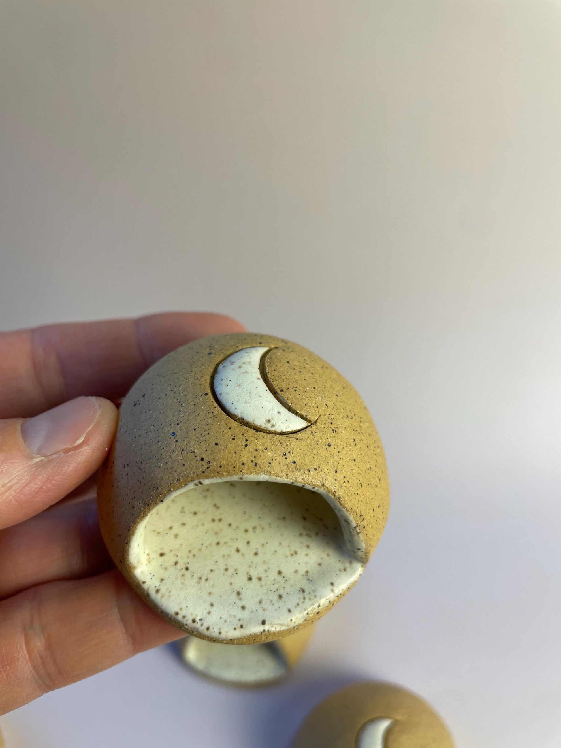 Handmade Moon Salt Dome • Ceramic Herbal or Crystal Keeper • Ritual Protection Pod