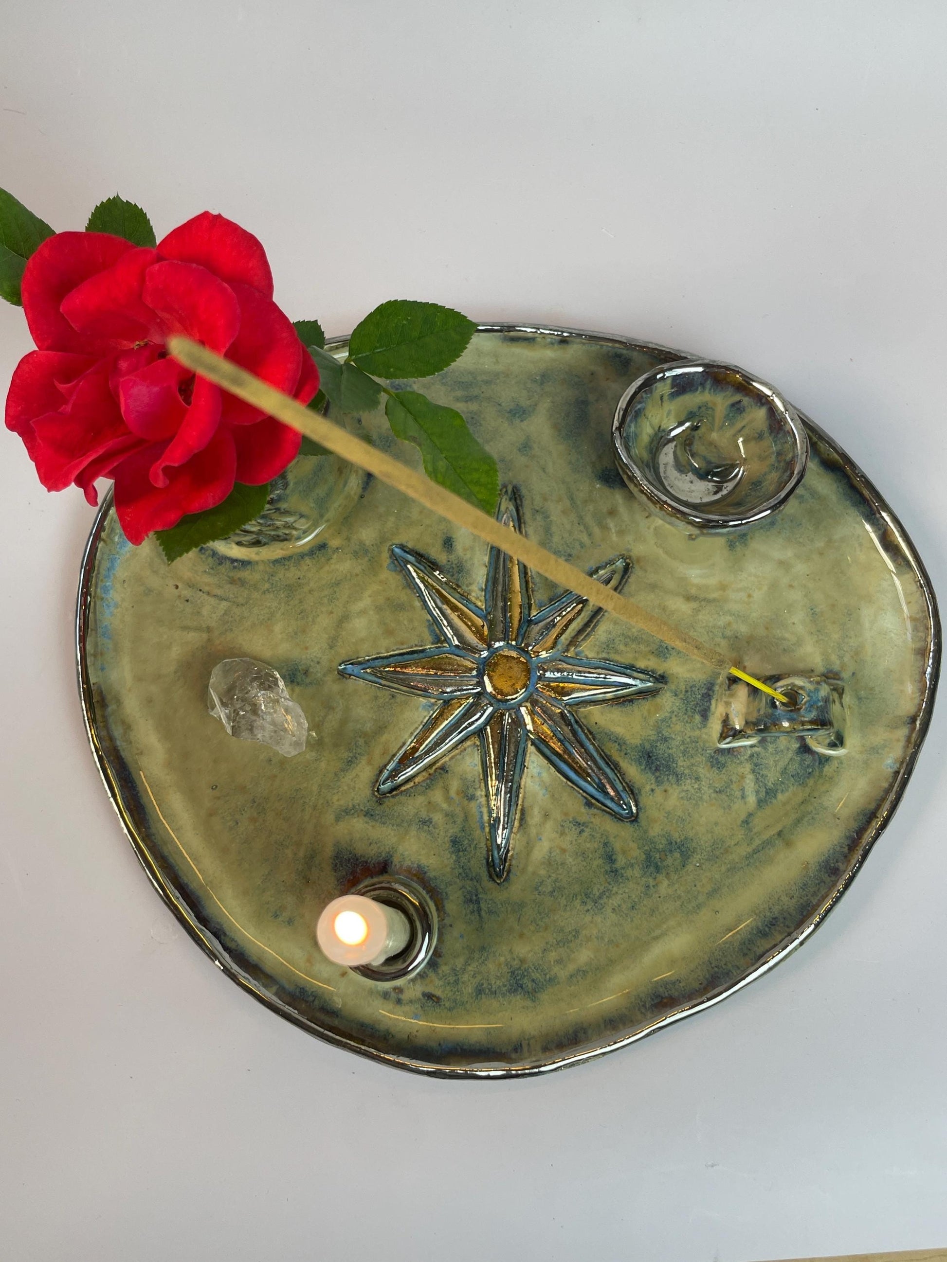 Inanna Four Element Ritual Dish — Eight-Pointed Star of Venus Altar Vessel