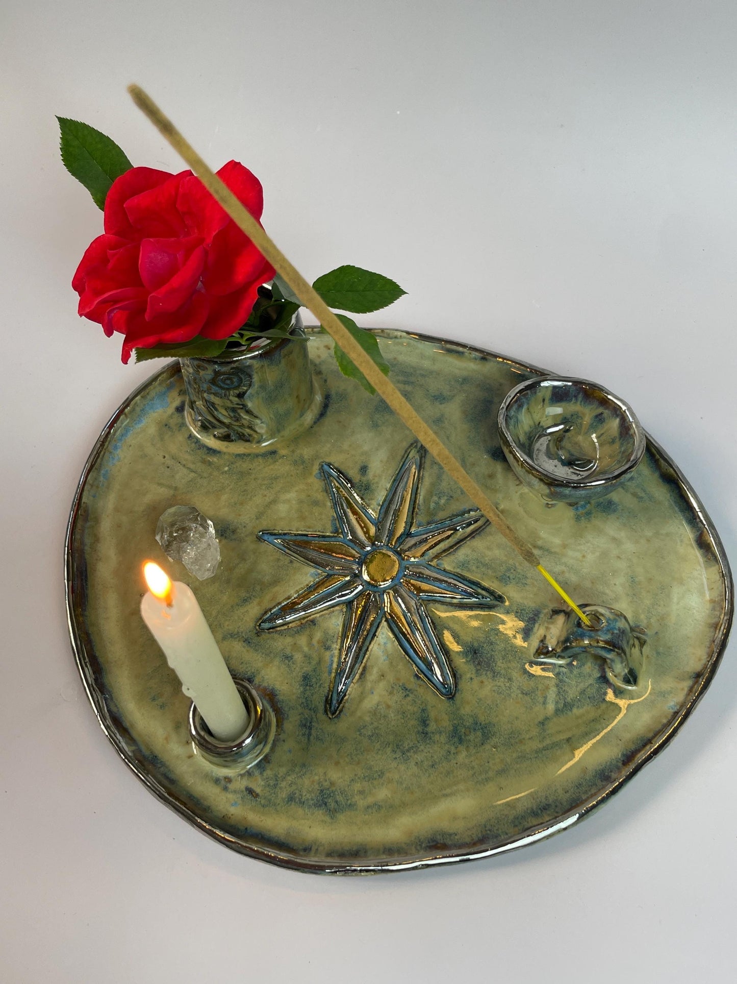 Inanna Four Element Ritual Dish — Eight-Pointed Star of Venus Altar Vessel