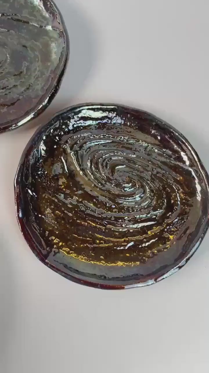 Galaxy Swirl Trinket Dish — Handmade Cosmic Ceramic Plate