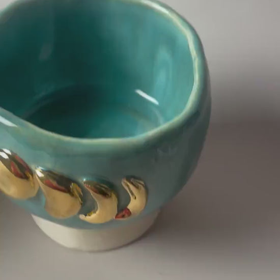 Gold Moon Phase Pedestal Cup Chalice or Cauldron