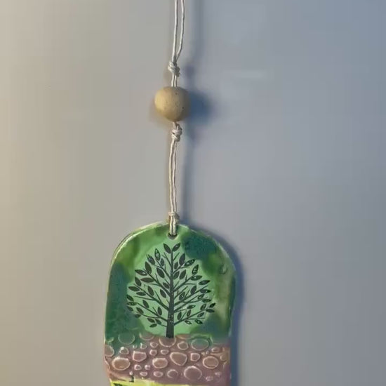 Handmade Ceramic Tree Hanging Ornament with bead