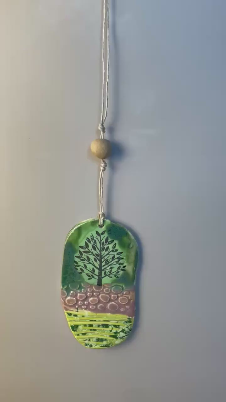 Handmade Ceramic Tree Hanging Ornament with bead