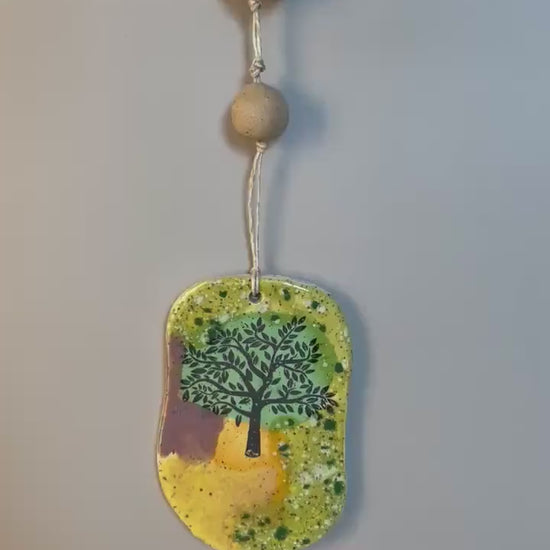 Handmade Ceramic Tree Hanging Ornament with bead