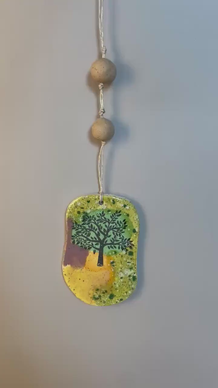 Handmade Ceramic Tree Hanging Ornament with bead