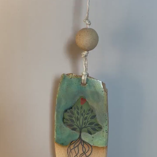 Handmade clay Hanging Tree Love Ornament