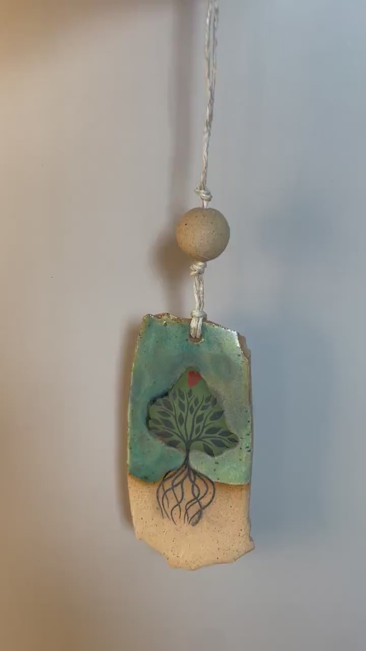 Handmade clay Hanging Tree Love Ornament