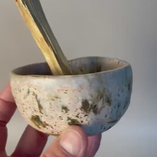 Handmade Pink and Brown Palo Santo Bowl – Ceramic Smudge Holder