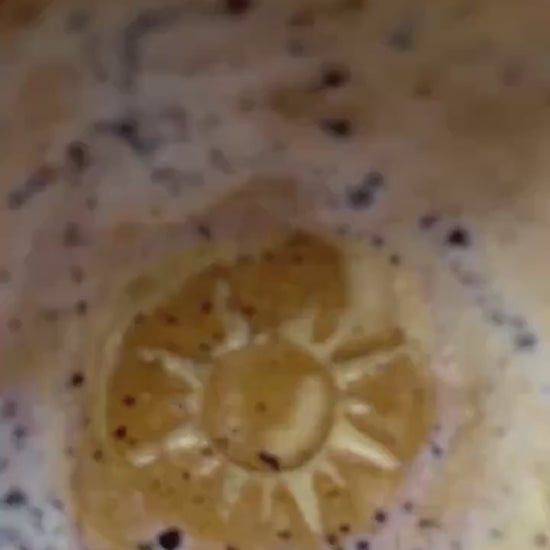 Mini Sun Bowl – Hand-Pinched Ceramic Dish with Gold Rim | Speckled Lavender & Lemon Glaze | Honey Clay Offering or Jewelry Bowl