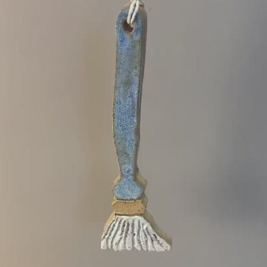 Handmade ceramic Broom ornament