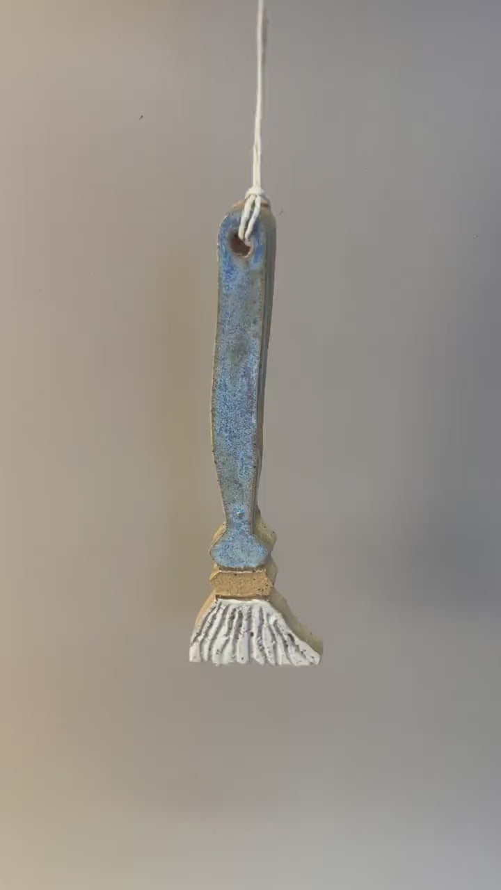 Handmade ceramic Broom ornament