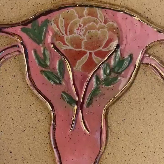 Divine Feminine Womb Ritual Handmade Ceramic Dish – Pink & Gold Luster Altar Set for Sacred Ceremony and Healing
